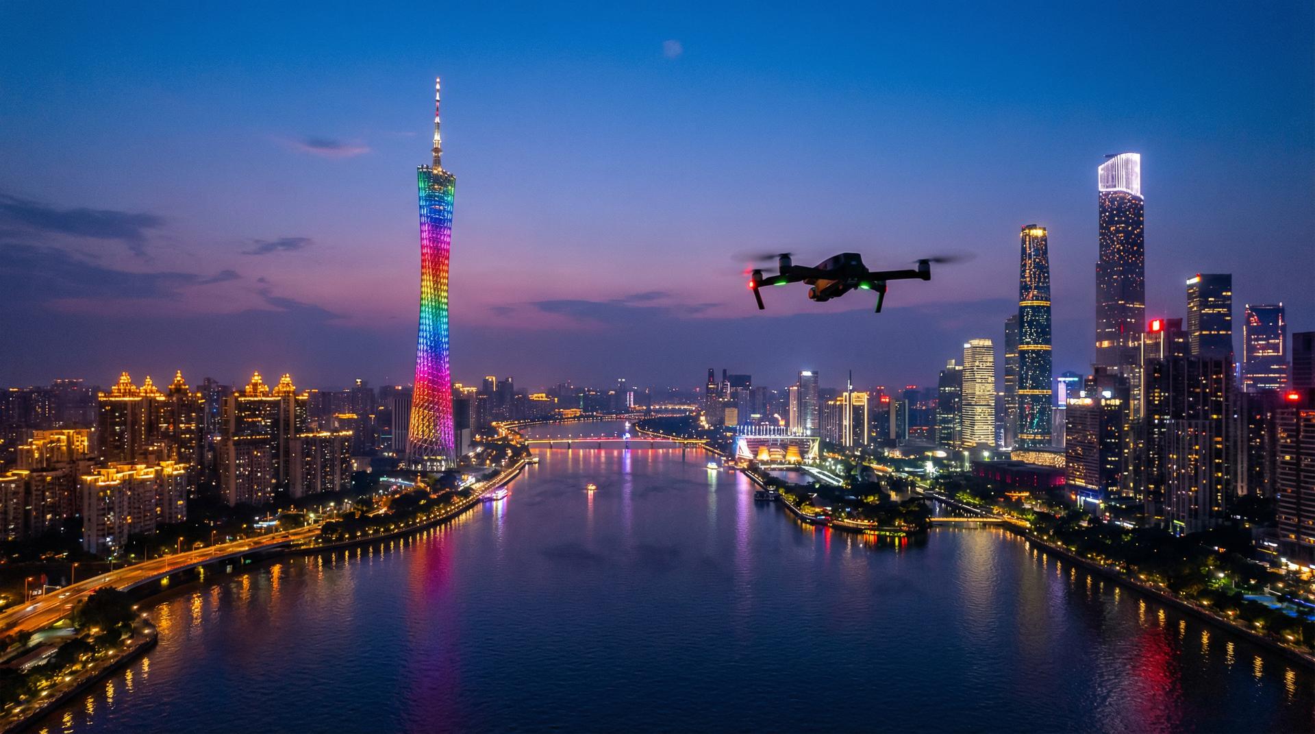 抖阴航拍广州CBD视频